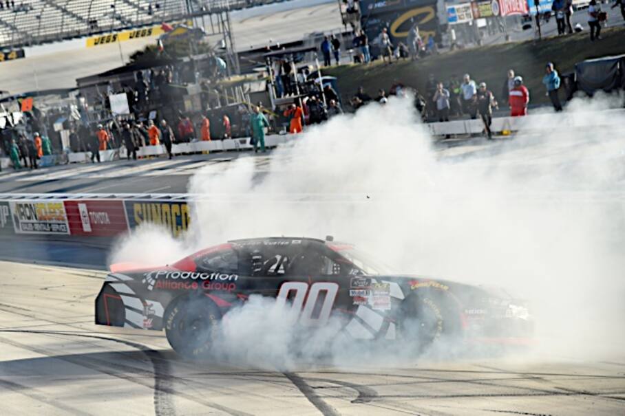 Custer took his Mustang to Victory Lane at Dover, Delaware in his 100th series start. Custer took his Mustang to Victory Lane at Dover, Delaware in his 100th series start.